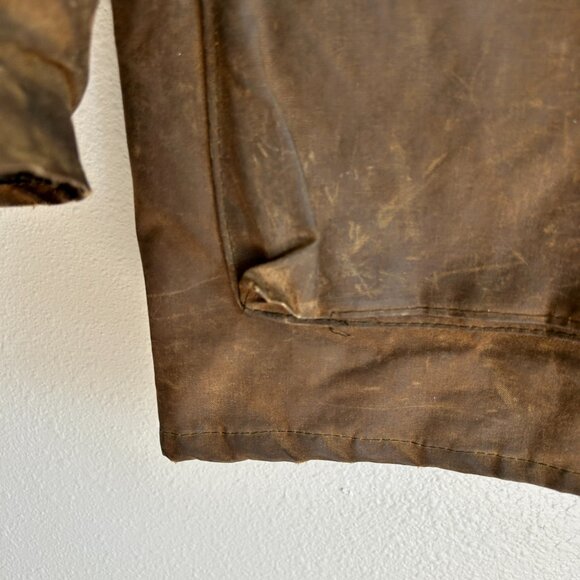 Vtg Argatta Wax Cloth Jacket S Brown Plaid Wool Lined Corduroy Collar Chore - Picture 5 of 16